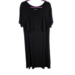 Quince Black Bamboo Jersey Maternity & Nursing Layered T-Shirt Dress XL